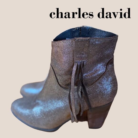 Charles David Glitter Fringe Ankle Booties 6 - Picture 2 of 6